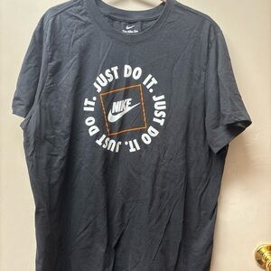 Nike Black Short-Sleeve 'Just Do It' Logo Tee with Orange Accent
